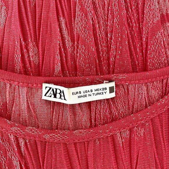 💖 Zara Party Ready Crinkled Sparkle Top - Hot Pink Floral Glam 💖 - Picture 5 of 6